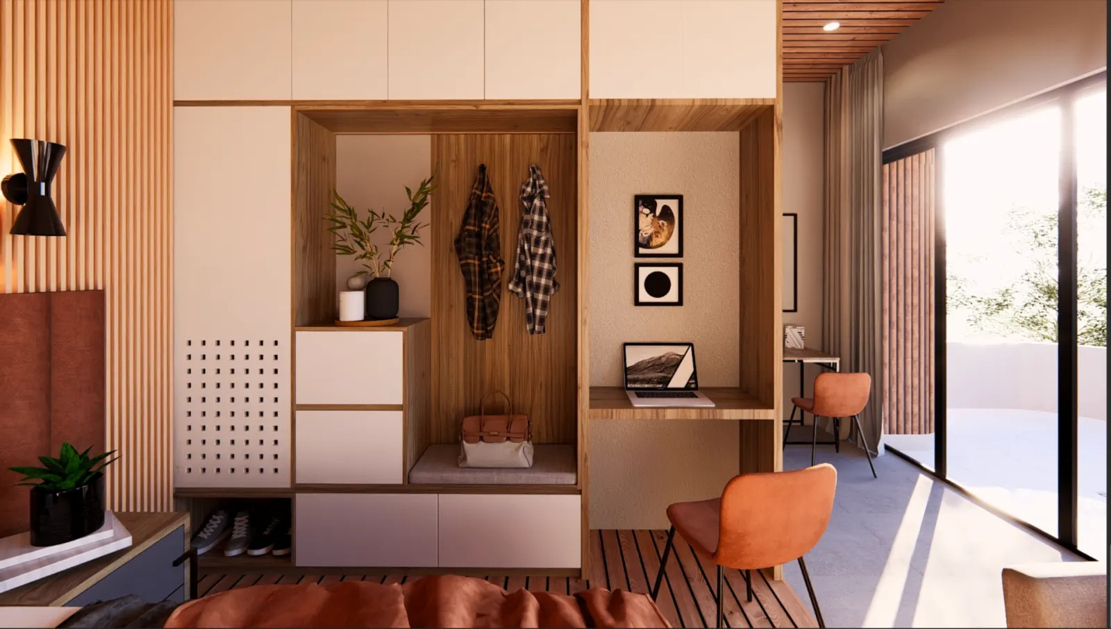 Entrée et rangements en bois clair